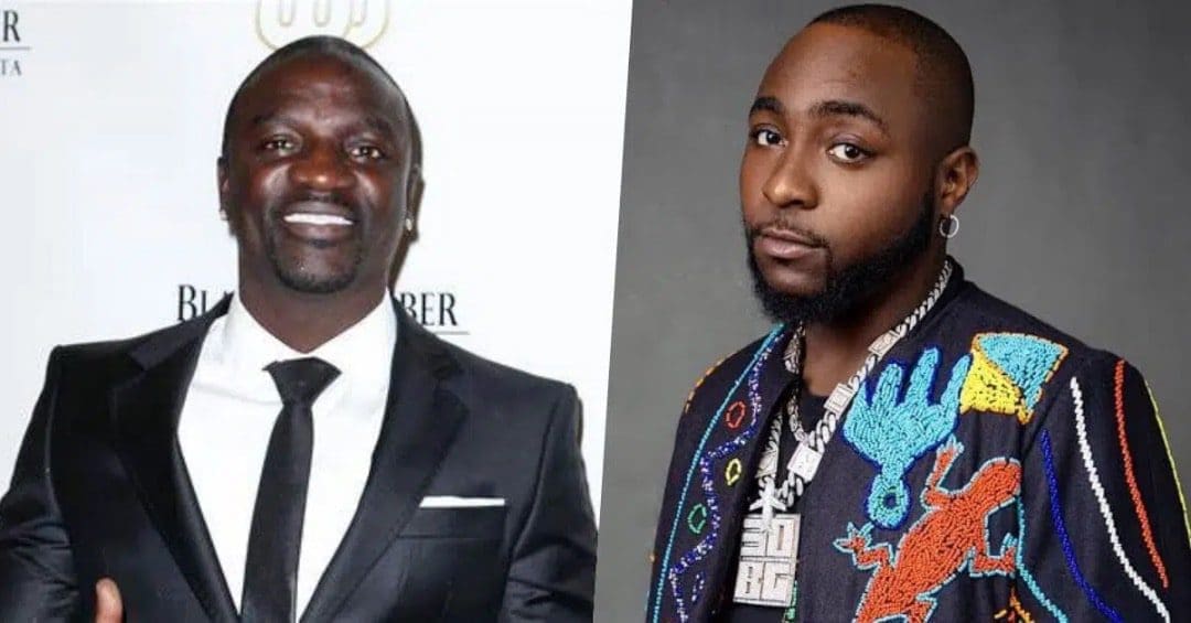 Davido-is-the-most-hardworking-Afrobeat-artiste-in-Africa-Akon.jpeg Two men are pictured side by side. The man on the left is wearing a black suit and tie, smiling at the camera. The man on the right, with a trimmed beard, is wearing a colorful jacket inspired by Afrobeat fashion; he looks serious, reminiscent of Davido's iconic style often seen in Africa.