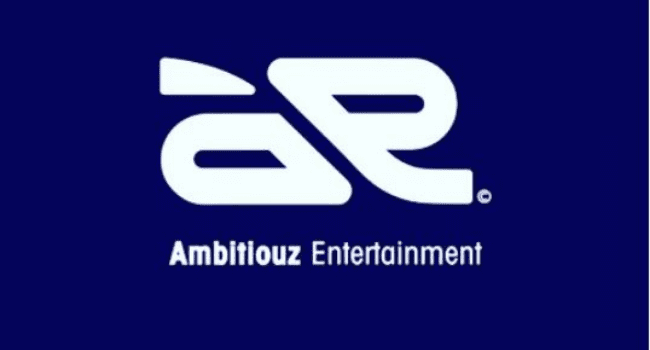 AE-1.png Logo of Ambitiouz Entertainment featuring stylized white letters "A" and "E" interlinked on a dark blue background, reminiscent of the branding associated with Emtee.