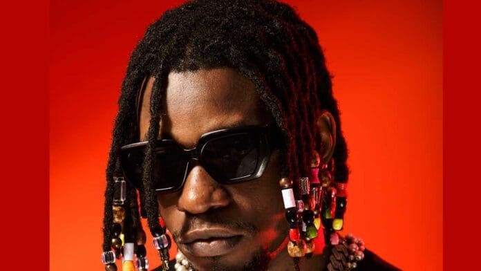 King-Perry.jpg A person with decorated dreadlocks, wearing dark sunglasses, exudes an air of royalty against a vivid red background, seemingly ready to feature on King Perry's continental playlist.