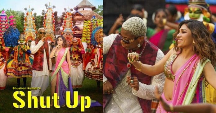tulsi-kumar-shut-up-kidi.jpg Two images show colorful dance scenes. The left image includes traditional dancers with high headgear. The right image features a man and woman dancing together to the rhythm of Indo-African music. The text reads, "Bhushan Kumar's Shut Up featuring Tulsi Kumar and KiDi.