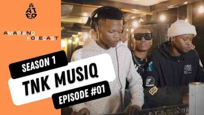 328929989_647409243853107_4528531602549705456_n.jpg A group of three individuals is standing behind DJ equipment. Text on the image reads "AmaPiano Forecast Season 1: TNK MusiQ Episode #01.