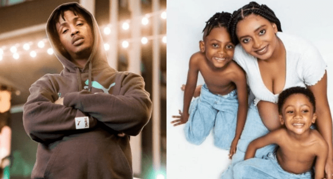 A woman and her children posing for a photo after Emtee's car accident. A woman and her children posing for a photo after Emtee's car accident.