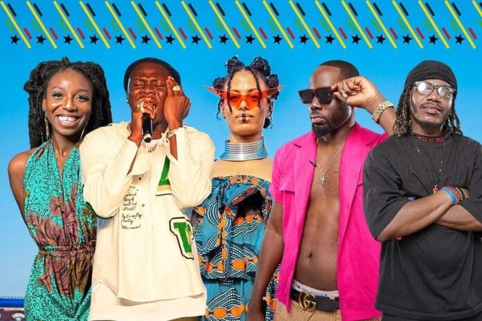 A group of people posing in front of a blue background in Accra, Ghana. A group of people posing in front of a blue background in Accra, Ghana.