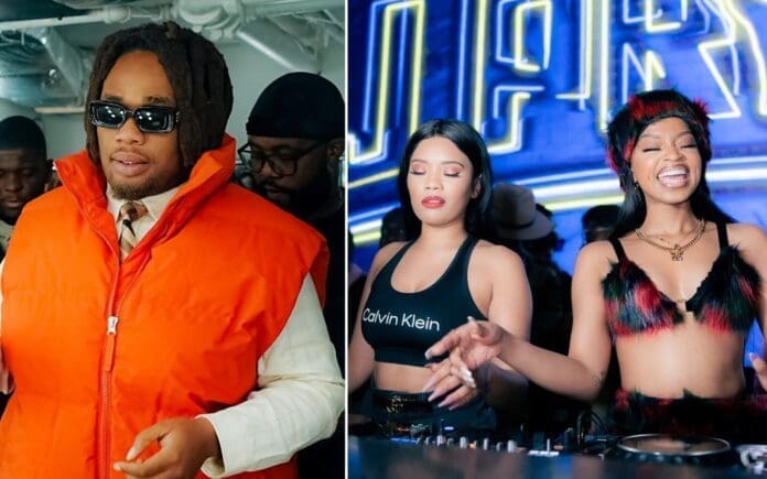Two pictures of DJs and a woman in a vest showcasing the vibrant energy of TxC and Afro Amapiano music. Two pictures of DJs and a woman in a vest showcasing the vibrant energy of TxC and Afro Amapiano music.