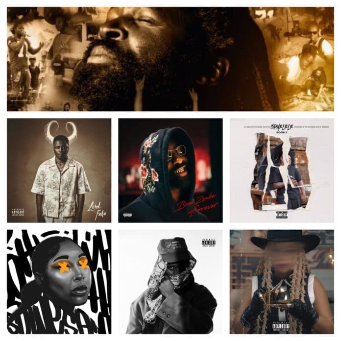 IMG_9795-scaled.jpeg A collage of six SA Hip Hop Album covers, each featuring different artists with varied visual styles, arranged in a grid—a must-see for SA Hip Hop fans.