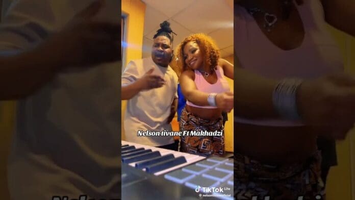 Two people are singing and dancing next to a keyboard, with text on the image reading "Nelson Tivane ft Makhadzi – Mama’s Baby.