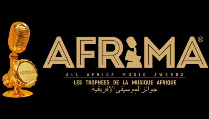 AFRIMA logo featuring a gold microphone and drum trophy, with “ALL AFRICA MUSIC AWARDS” in English, French, and Arabic on a black background—highlighting Nigeria’s role in Tourism In Nigeria. Featured on leadership.ng.