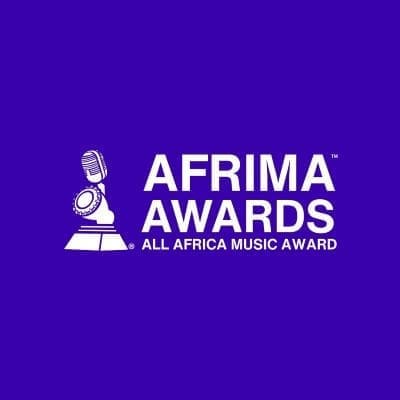 The AFRIMA Awards logo features a stylized microphone trophy and the text “AFRIMA AWARDS All Africa Music Award” on a purple background, capturing the vibrant spirit of AFRIMA week in Lagos.