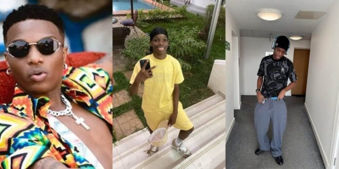 A collage of a boy and a girl, featuring Boluwatife, Wizkid’s son, as he hints at his rap debut.
