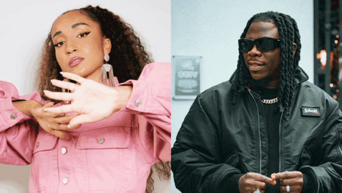 Two people stand side by side; the person on the left, Akuvi, wears a pink jacket with earrings and poses with hands raised, while the person on the right sports dark sunglasses and a black jacket, dream big energy shining through.