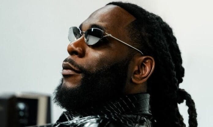 A man with a beard and braided hair, reminiscent of African artists nominated for Best African Music Performance at the Grammys, wearing small sunglasses and a black textured jacket, looks upward.