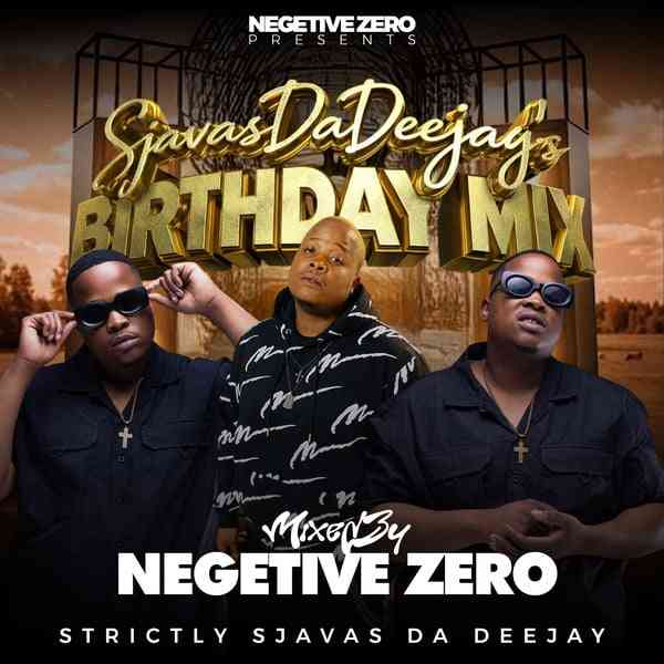 Three images of the same man wearing sunglasses and dark clothing appear on a promotional poster for SjavasDaDeejay’s Production Mix, expertly mixed by Negative Zero.