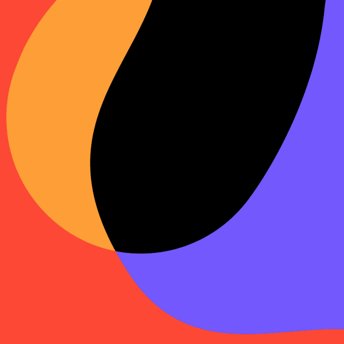 Abstract image featuring overlapping shapes in red, orange, black, and purple with smooth, curved edges—evoking the vibrant energy found in Afrobeats album covers on Spotify.