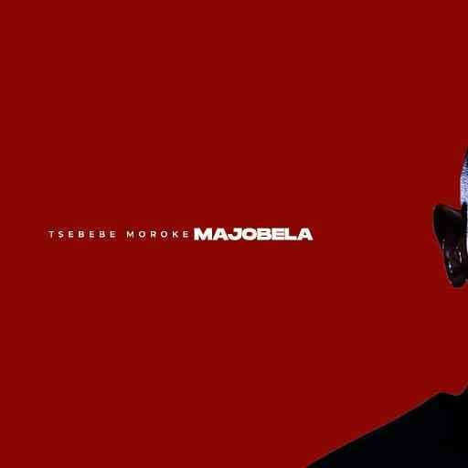 Minimalist graphic with a dark red background, partial view of Tsebebe Moroke's face on the right, and text reading "Pure Vibes MAJOBELA" in the center-left.