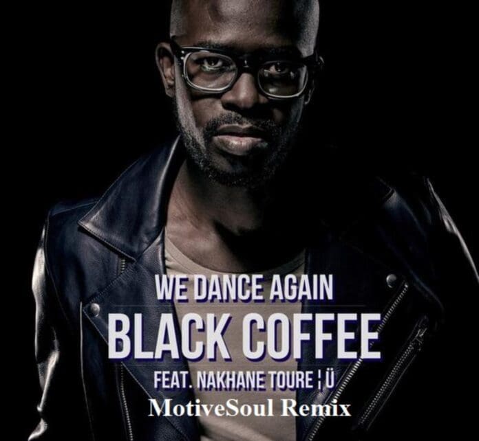 A man wearing glasses and a leather jacket is on the cover of Black Coffee's music single titled 