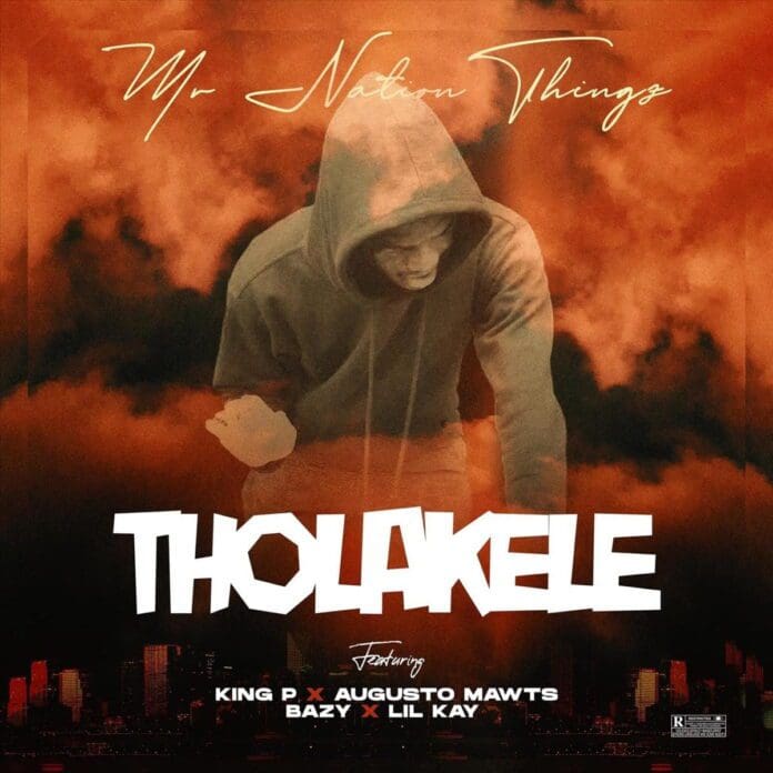 Album cover featuring a person in a hooded sweatshirt set against an orange and black smoky background. Text reads 