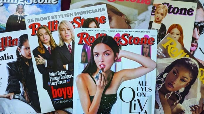 A stack of magazine covers including Today’s Rolling Stone.